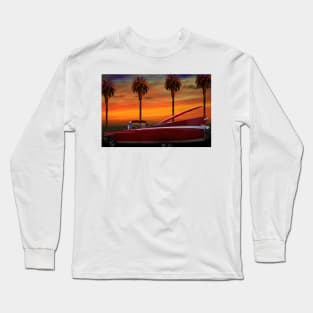 RED CADILLAC CONVERTABLE AND PALM TREES Long Sleeve T-Shirt